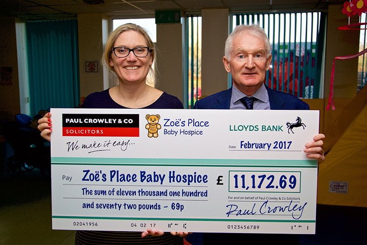 Paul Crowley & Co Donate Over £11,000 To Zoë’s Place