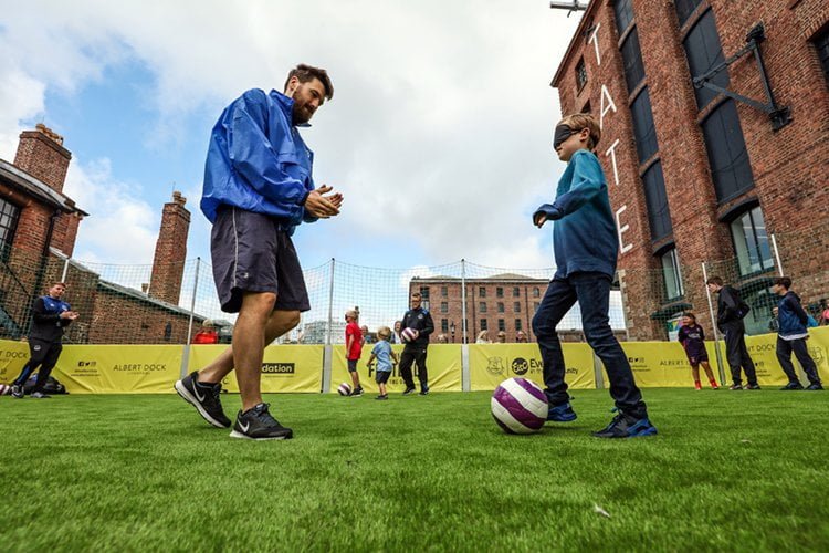 Floating football pitch at Royal Albert Dock Liverpool to host free coaching sessions