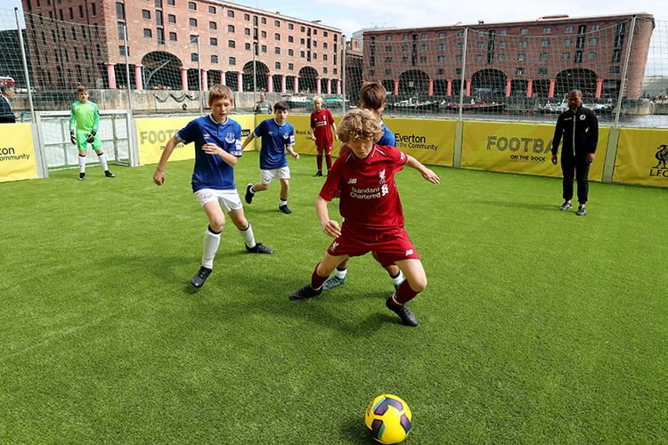 Floating football pitch launches at the Dock
