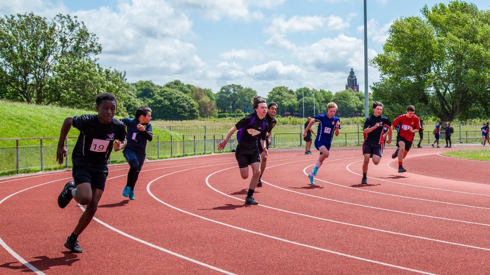 Boys' relay race at LSSP's secondary athletics competition (002)